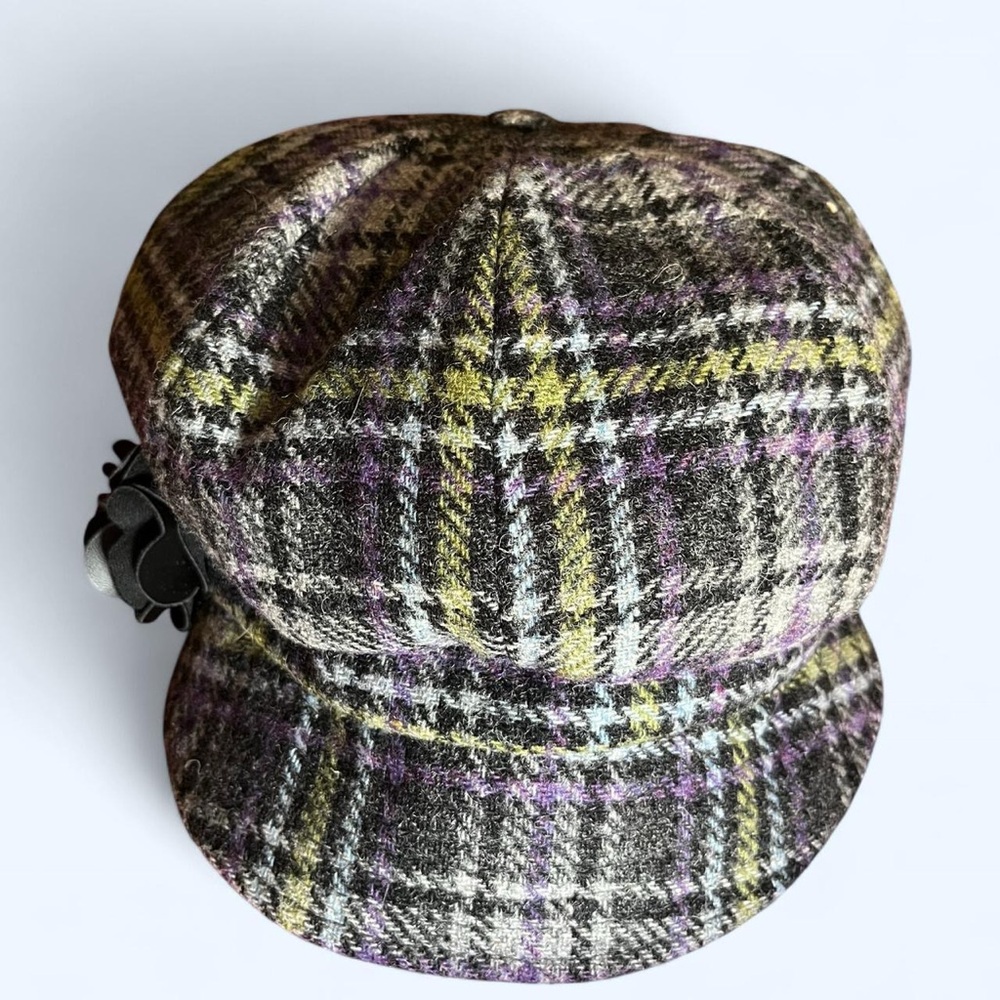 Vintage Tweed Mucros Weavers Plaid Wool & Cotton Newsboy Cap